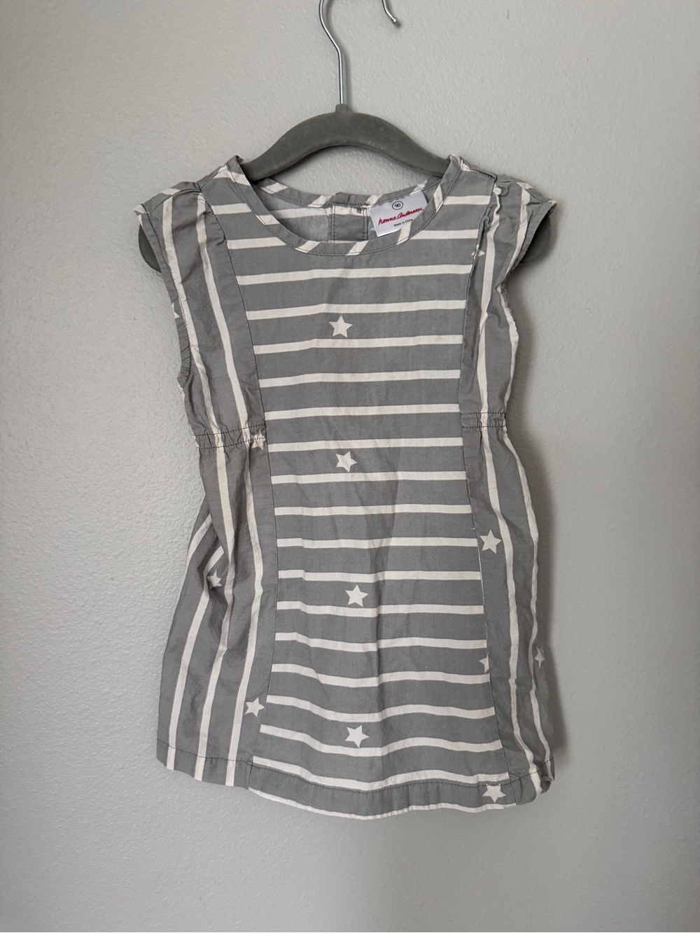 Hanna Andersson Gray and White Striped Star Casual Dress